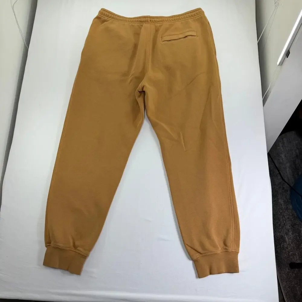 Nike Club Sportswear Mens Large Sweatpants Orange Fleece Joggers Flax fn3094-224